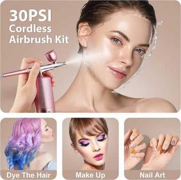 Airbrush Kit With Compressor 30PSI Rechargeable Handheld Airbrush Gun Kit For Art Painting, Beauty Makeup, Cake Baking, Nail Gradient, Model Painting - Imported from UK